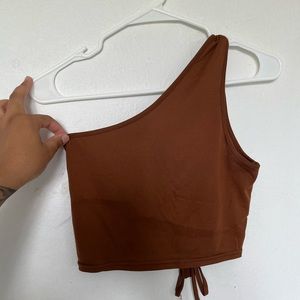 Tie up back one shoulder crop top